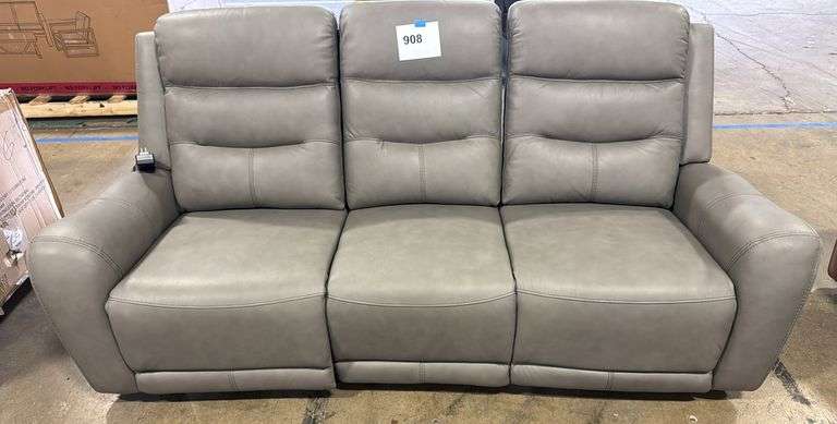 COOPER LEATHER POWER RECLINING SOFA - GREY
