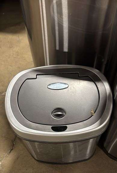 AS IS - (3) STAIBNLESS MOTION SENSOR TRASH CANS
