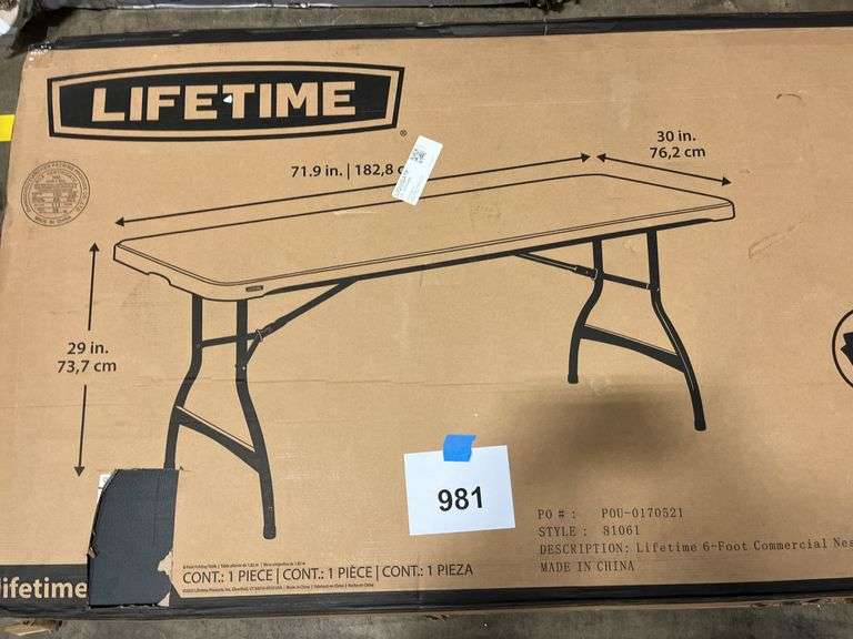 (2) LIFETIME 6FT FOLDING TABLES IN BOX