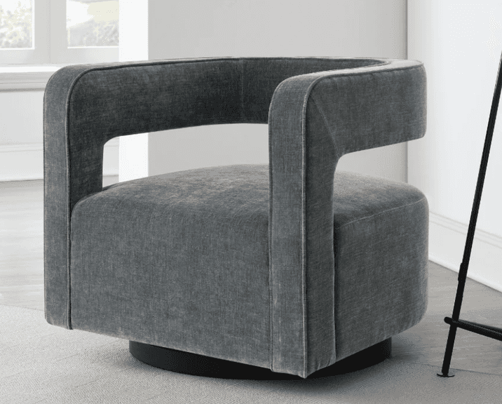 ABBYSON LIVING FABRIC SWIVEL CHAIR IN BOX - CHARCOAL