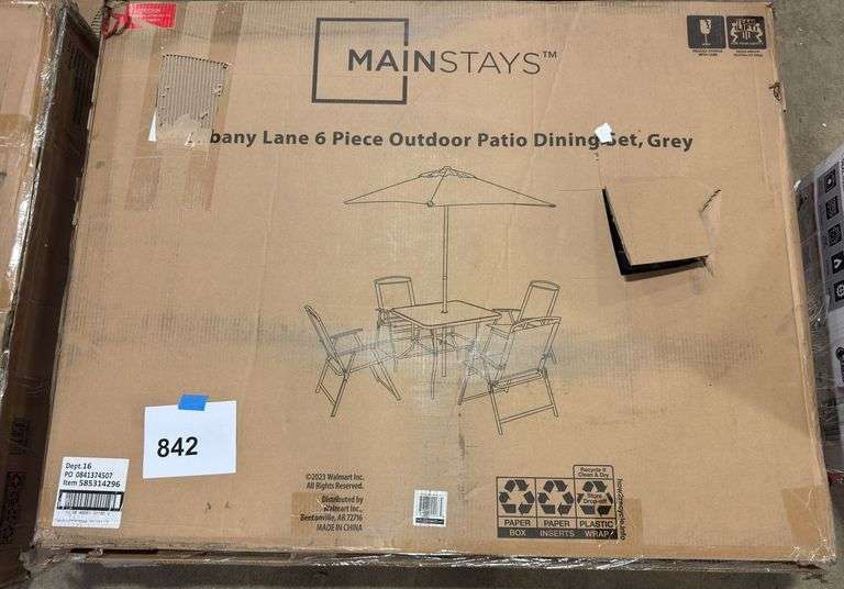 MAINSTAYS 6PC OUTDOOR DINING SET IN BOX - GREY