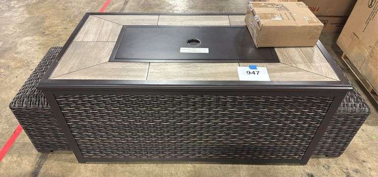 ALL WEATHER PATIO FIRE PIT COFFEE TABLE W/ (2) STOOLS