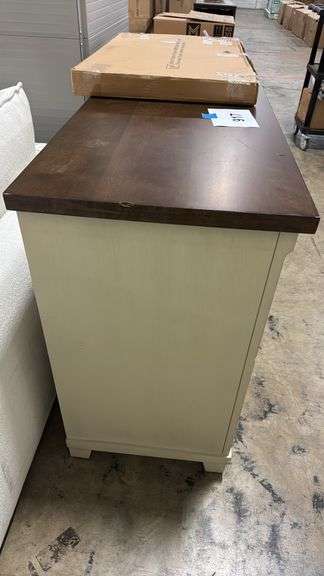 4-DOOR WOOD CONSOLE - CREAM W/ WOOD TOP