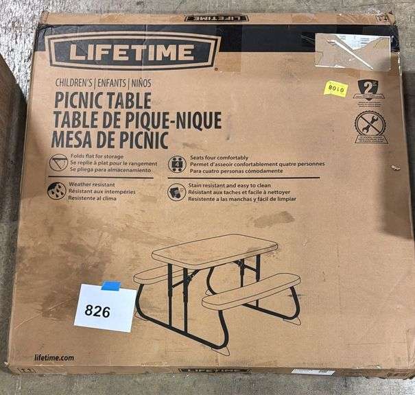 LIFETIME KIDS PLASTIC FOLDING PICNIC TABLE IN BOX - BLUE