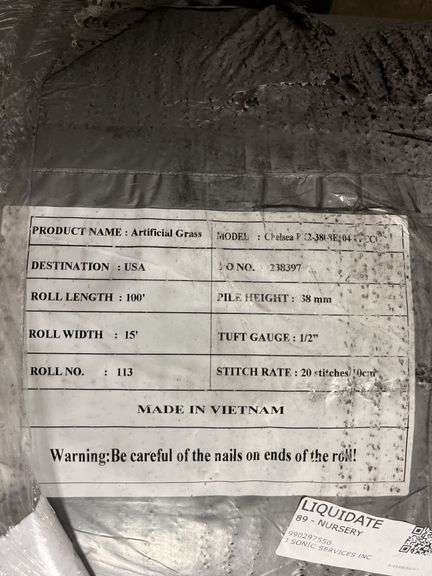 15FT X 100FT ROLL OF ARTIFICAL TURF