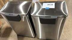 (2) TRAMONTINA STAINLESS STEP ON TRASH CANS