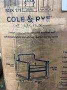 COLE & RYE FABRIC SWIVEL ACCENT CHAIR IN BOX
