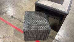 ALL WEATHER PATIO FIRE PIT COFFEE TABLE W/ (2) STOOLS
