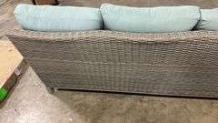 ALL WEATHER SUNBRELLA PATIO SOFA - GREY/ TEAL