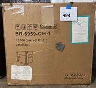 ABBYSON LIVING FABRIC SWIVEL CHAIR IN BOX - CHARCOAL