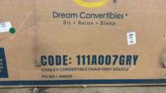 SERTA CONLEY CONVERTIBLE CHAIR IN BOX - GREY BOUCLE