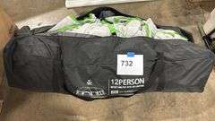 AS IS - 12 PERSON INSTANT CABIN TENT W/ LED LIGHTS IN BAG