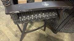 AS IS - 7PC ALL WEATHER COUNTER HEIGHT PATIO DINING SET W/ FIRE TABLE