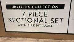BRENTON COLLECTION 7PC SECTIONAL SET W/ FIRE PIT IN BOX