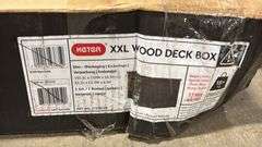 AS IS - KETER XXL WOOD DECK BOX IN BOX