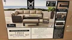 BRENTON COLLECTION 7PC SECTIONAL SET W/ FIRE PIT IN BOX