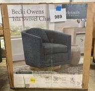 BECKI OWENS ISLA SWIVEL CHAIR IN BOX - NAVY