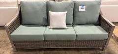 ALL WEATHER SUNBRELLA PATIO SOFA - GREY/ TEAL