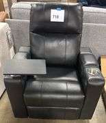 AS IS - HOME THEATER POWER RECLINER W/ TRAY TABLE - BLACK