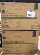 (2) AMELIA COLLECTION SWIVEL COUNTER STOOLS IN BOX - GREY