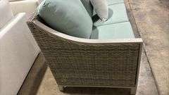 ALL WEATHER SUNBRELLA PATIO SOFA - GREY/ TEAL