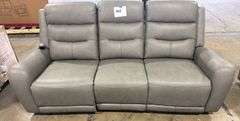 COOPER LEATHER POWER RECLINING SOFA - GREY