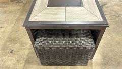 ALL WEATHER PATIO FIRE PIT COFFEE TABLE W/ (2) STOOLS