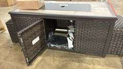 ALL WEATHER PATIO FIRE PIT COFFEE TABLE W/ (2) STOOLS