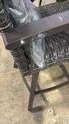 AS IS - 7PC ALL WEATHER COUNTER HEIGHT PATIO DINING SET W/ FIRE TABLE