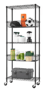 5-TIER WIRE SHELVING RACK W/ BASKETS IN BOX - BLACK