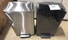 (2) TRAMONTINA STEP ON TRASH CANS - BLACK & STAINLESS