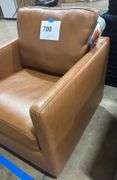 COLE & RYE LEATHER SWIVEL ACCENT CHAIR