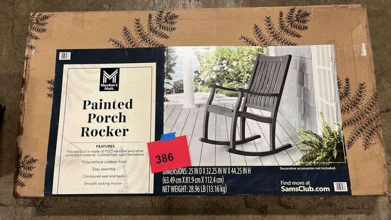PAINTED PORCH ROCKER IN BOX - BLACK - Earl's Auction Company