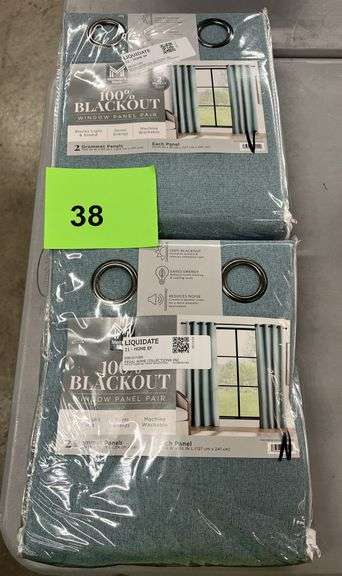 (2) PAIRS OF 100% BLACKOUT CURTAINS - BLUE