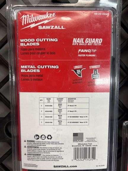 (5) MILWAUKEE 8PC SAWZALL RECIPROCATING SAW BLADE SETS
