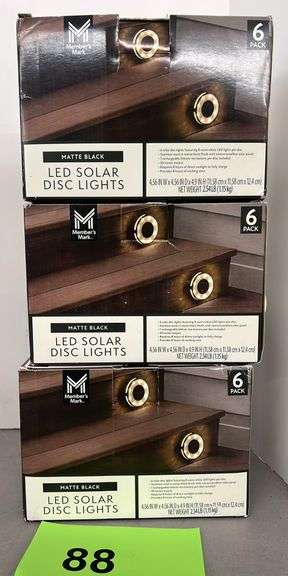 (3) 6PC LED SOLAR DISC LIGHT SETS IN BOXES - MATTE BLACK