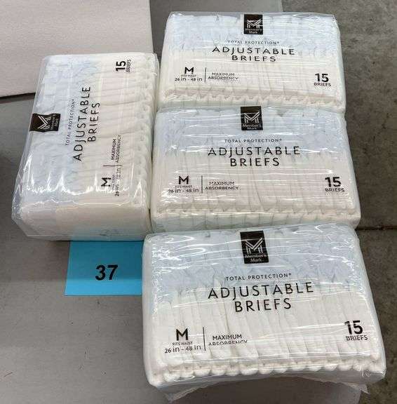 (4) PACKS OF ADJUSTABLE BRIEFS - SIZE M