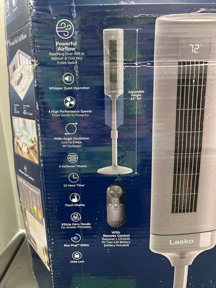 LASKO RISE 42"-54" ADJUSTABLE PEDESTAL TOWER FAN IN BOX
