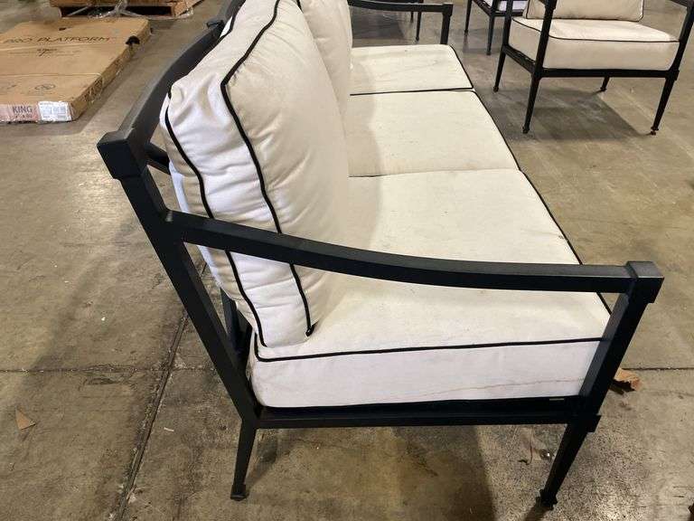 AS IS - SUNBRELLA 4PC ALL WEATHER PATIO SET - BLACK & WHITE