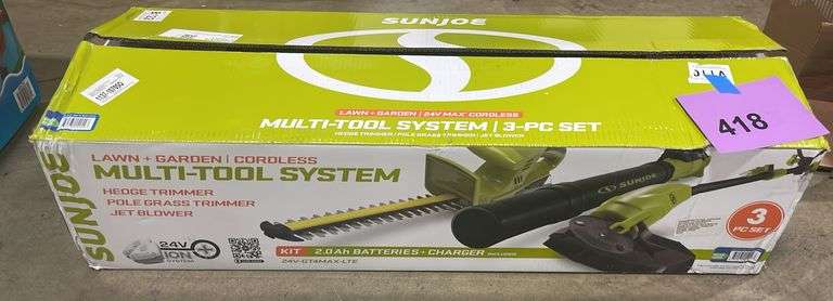 SUNJOE 3PC LAWN MULTI TOOL SYSTEM IN BOX