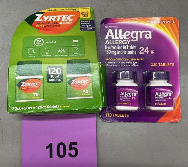 2PC ALLERGY MEDICINE LOT - ZYRTEC & ALLEGRA