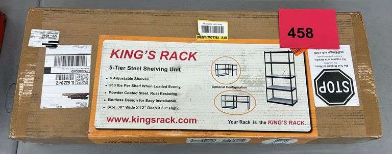 KING RACK 5 TIER SHELVING UNIT IN BOX - Earl's Auction Company