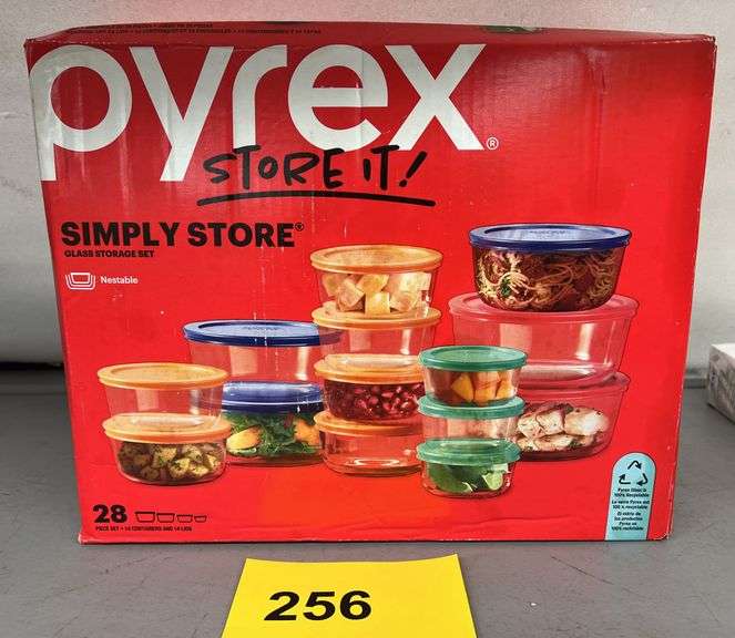 New Pyrex NEW PYREX SIMPLY STORE 28PC GLASS STORAGE SET IN BOX - Earl's Auction ...