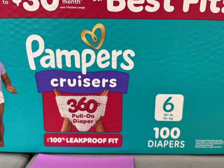 BOX OF DIAPERS & (2) PACKS - SIZE 6