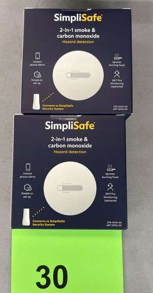 (2) NEW SIMPLISAFE 2 IN 1 SMOKE & CO DETECTORS IN BOXES