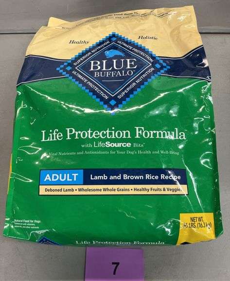 36LB BAG OF BLUE BUFFALO DOG FOOD
