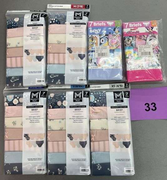 (8) PACKS OF GIRLS UNDERWEAR - ASSORTED SIZES