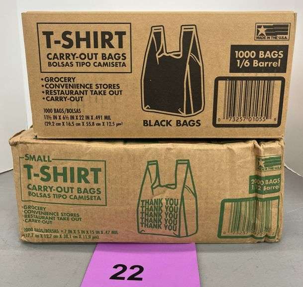 (2) BOXES OF T SHIRT CARRY OUT BAGS