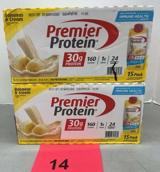 (2) BOXES OF PREMIER PROTEIN SHAKES - BANANAS & CREAM