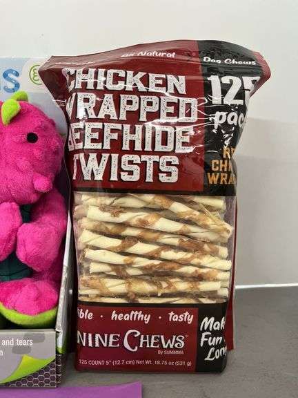 2PC DOG LOT - DRAGON TOYS & BEEFHIDE TWISTS